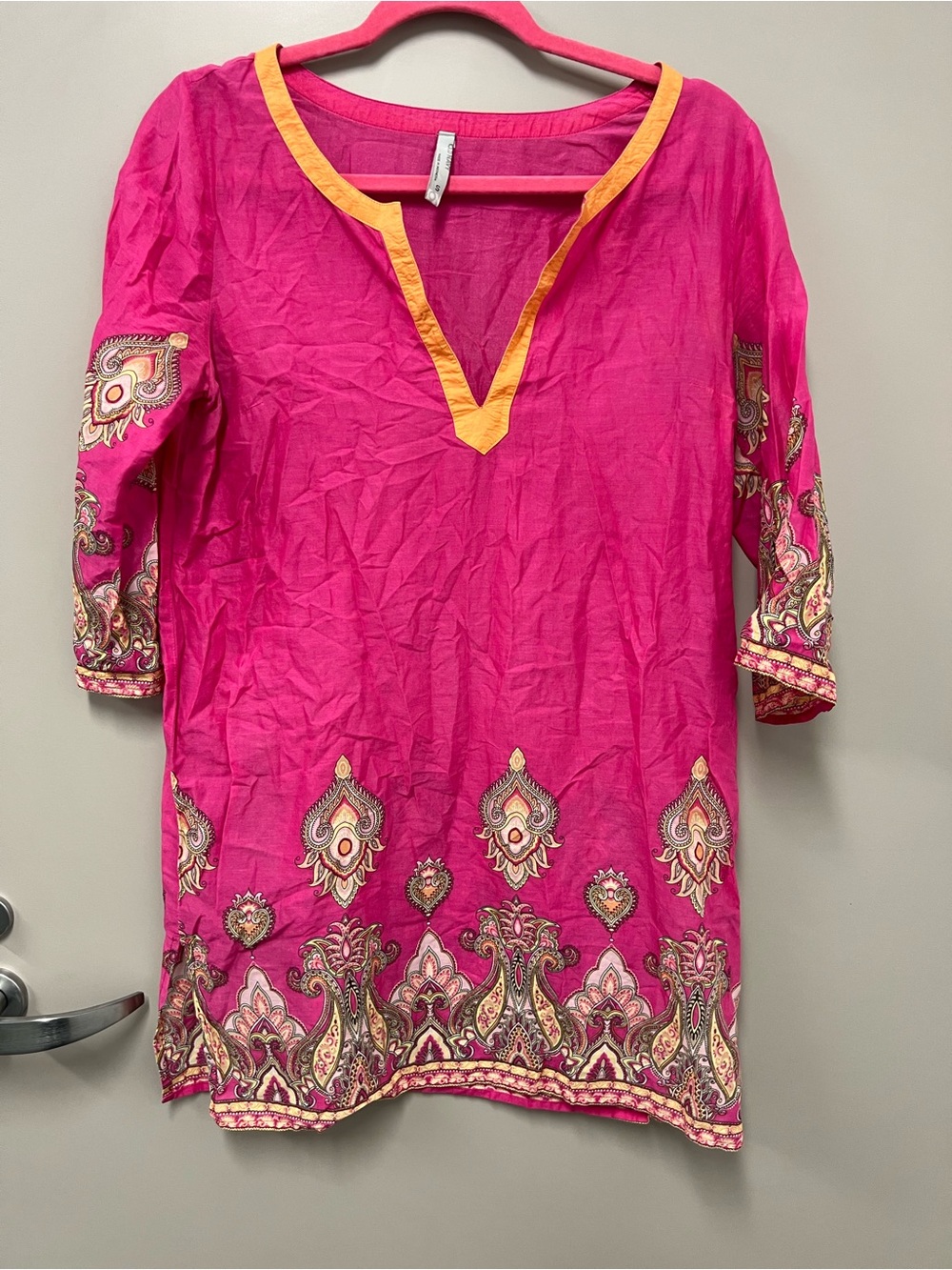 Old Navy Hot Pink Tunic with Yellow Trim Swimsuit Cover